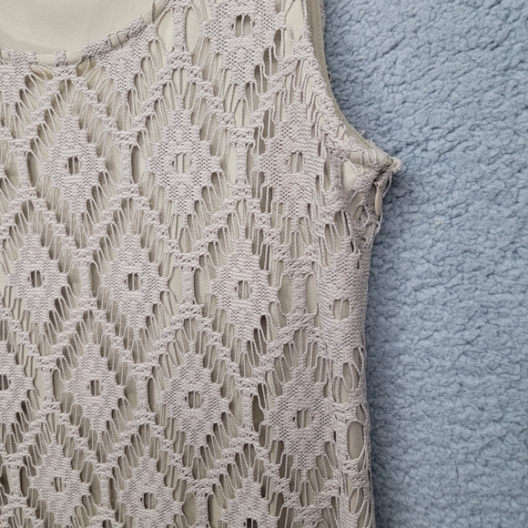 Chicos  crochet Tan Taupe Lace Maxi Sleeveless Dress One Womens Size 1 - Picture 5 of 12